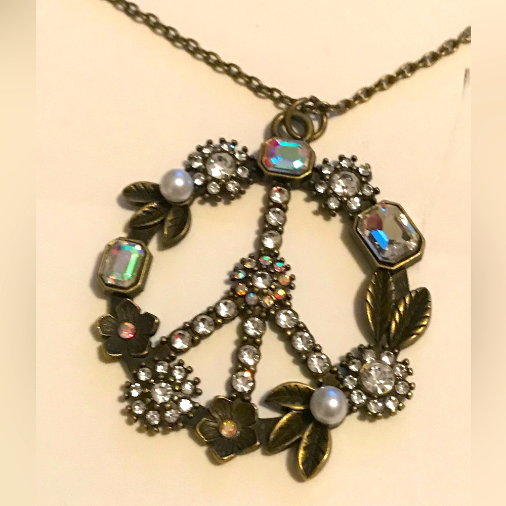 Vintage jeweled peace necklace